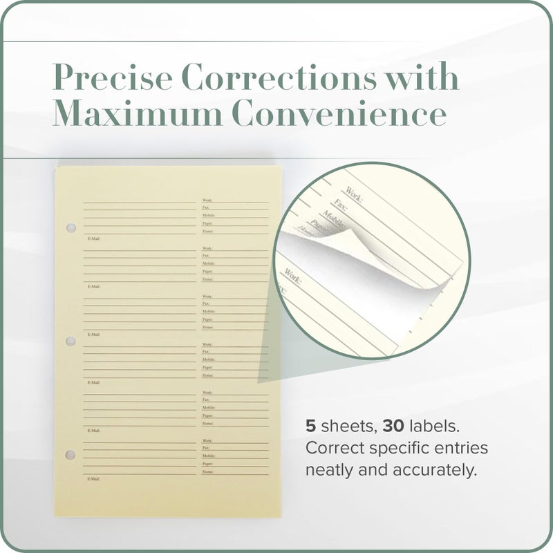 Gallery Leather Address Book Correction Labels - Self-Adhesive, Sticky, 5 Sheets, 30 Sticker Records, for Easy and Clean Contact Updates - Image 3